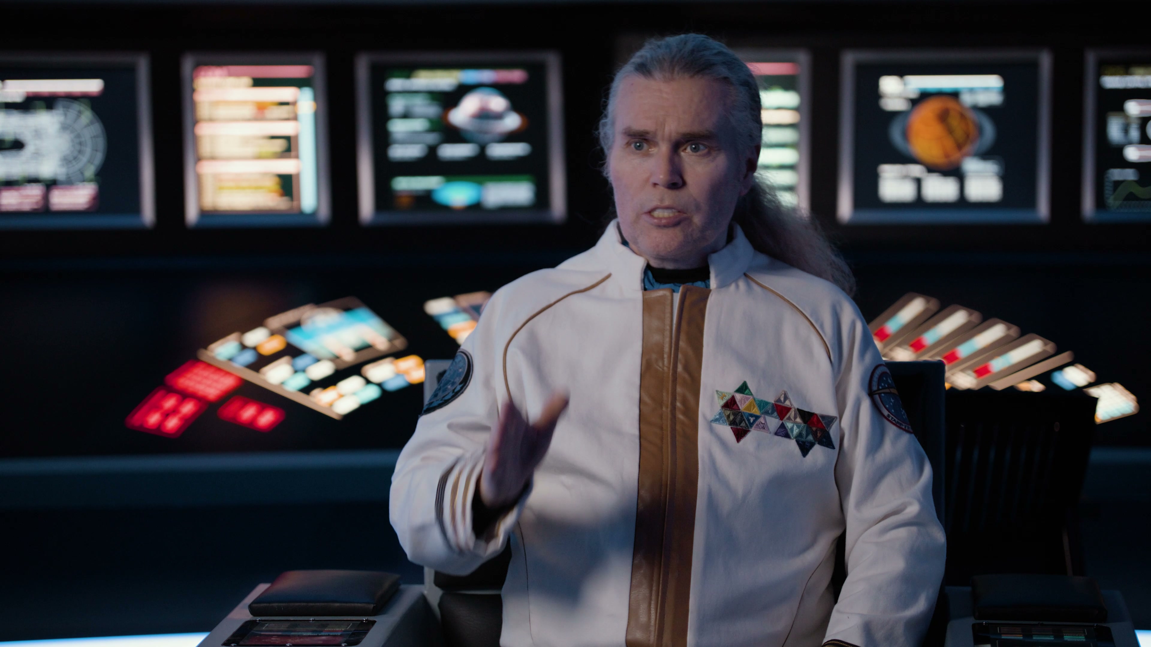 Starfleet officer in dress whites — bridge interview