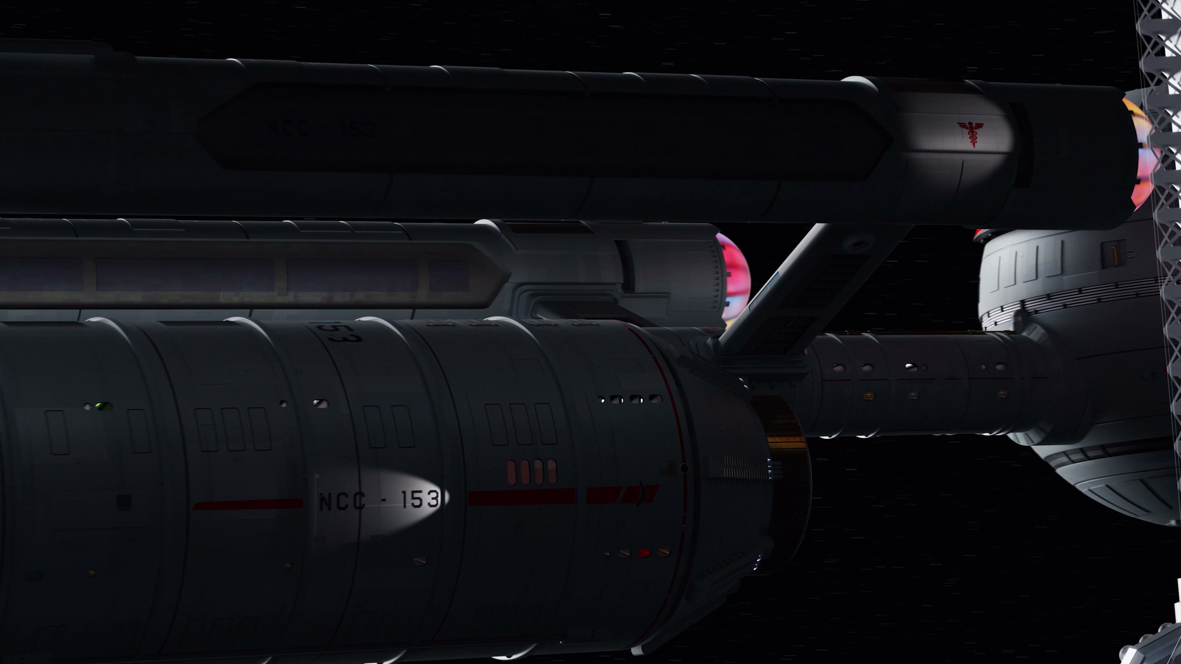 Daedalus-class hull close-up — NCC-153, medical caduceus