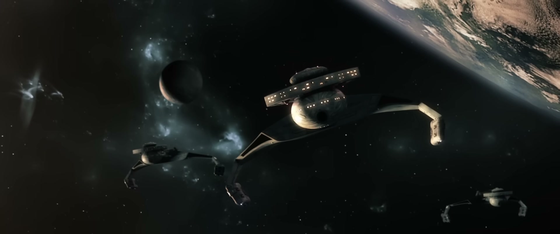Klingon D-7 battlecruiser and Bird-of-Prey escort