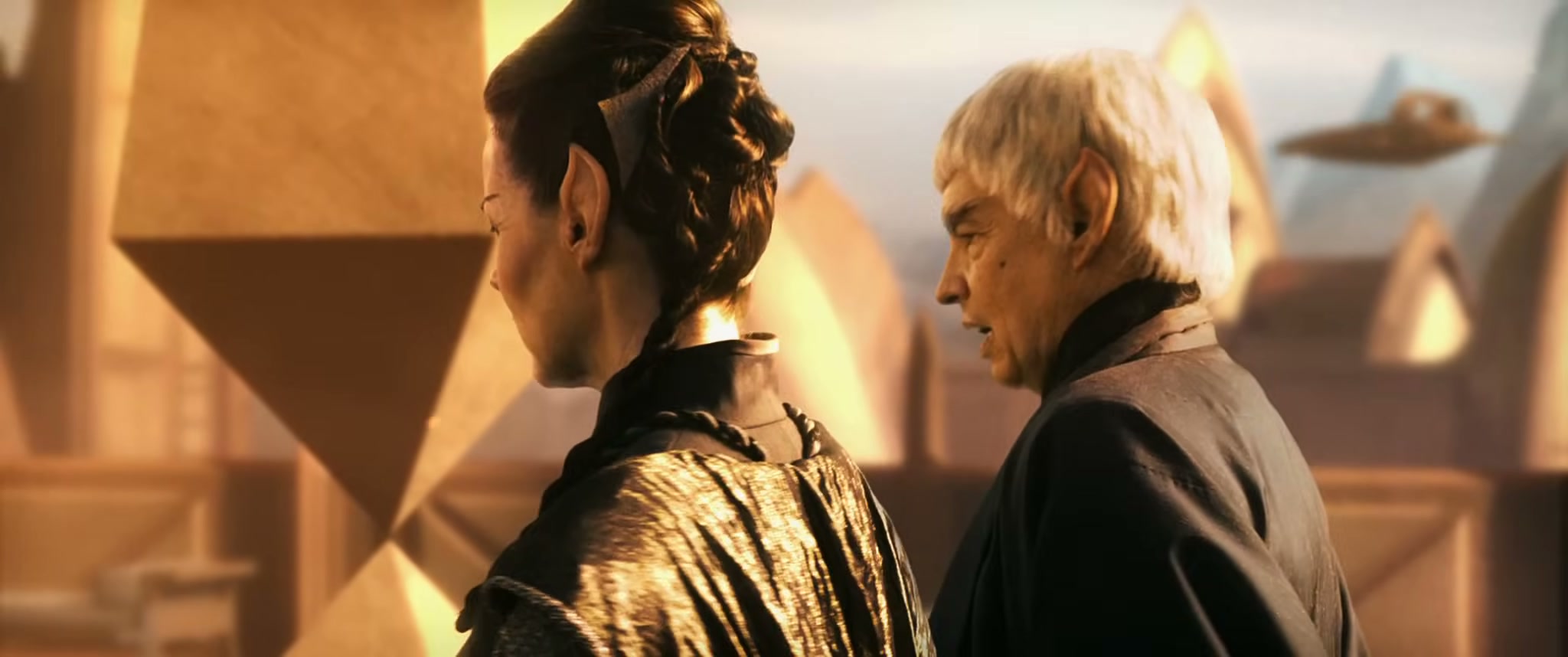 Soval and T'Lera — profile against the skyline