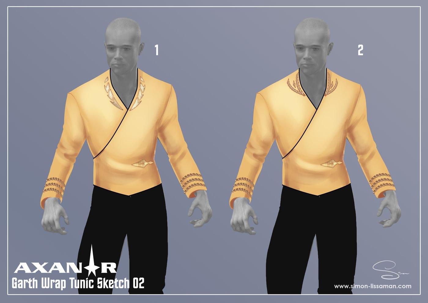 Recovered garth wrap tunic artifact — Garth Wrap Tunic Pass 02. Catalogued by the Memory Alpha Historic Society from the Axanar production archive.