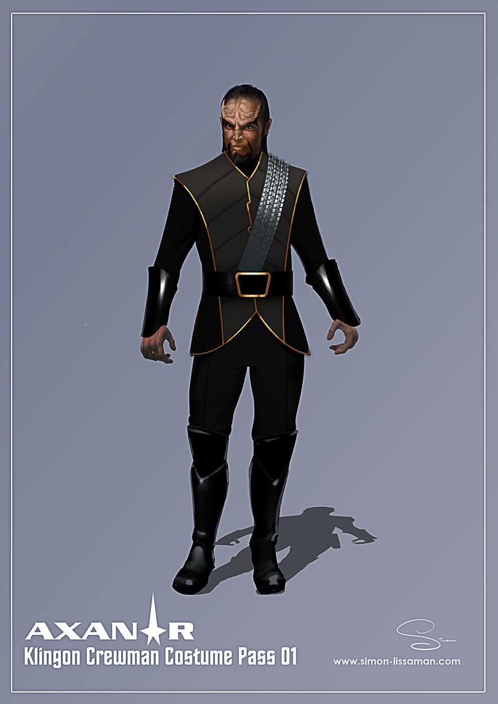 Recovered klingon crew costume design artifact — Klingon Crew Costume pass01. Catalogued by the Memory Alpha Historic Society from the Axanar production archive.