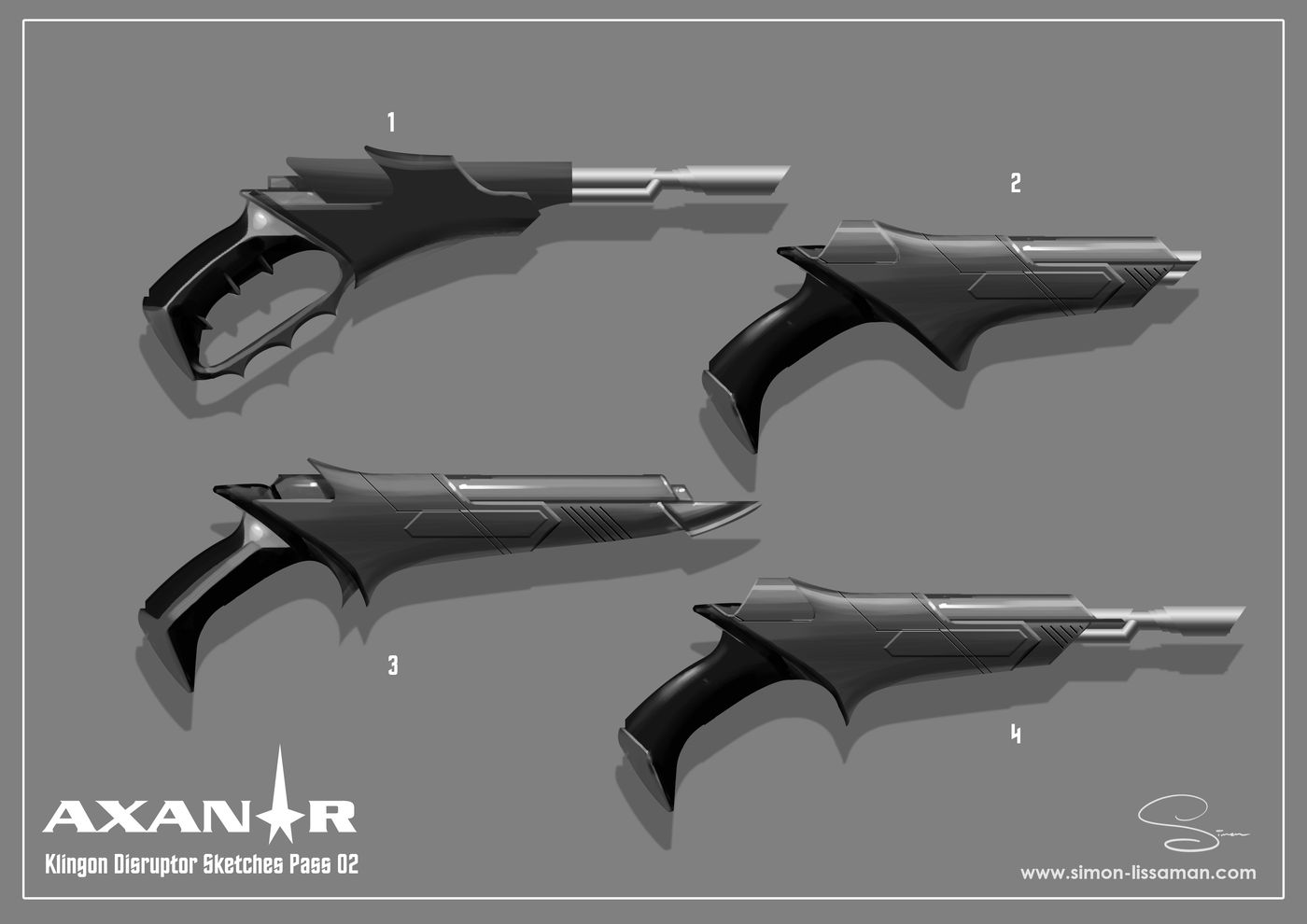 Recovered klingon disruptor design artifact — Klingon Disruptor Design Sketches 02. Catalogued by the Memory Alpha Historic Society from the Axanar production archive.