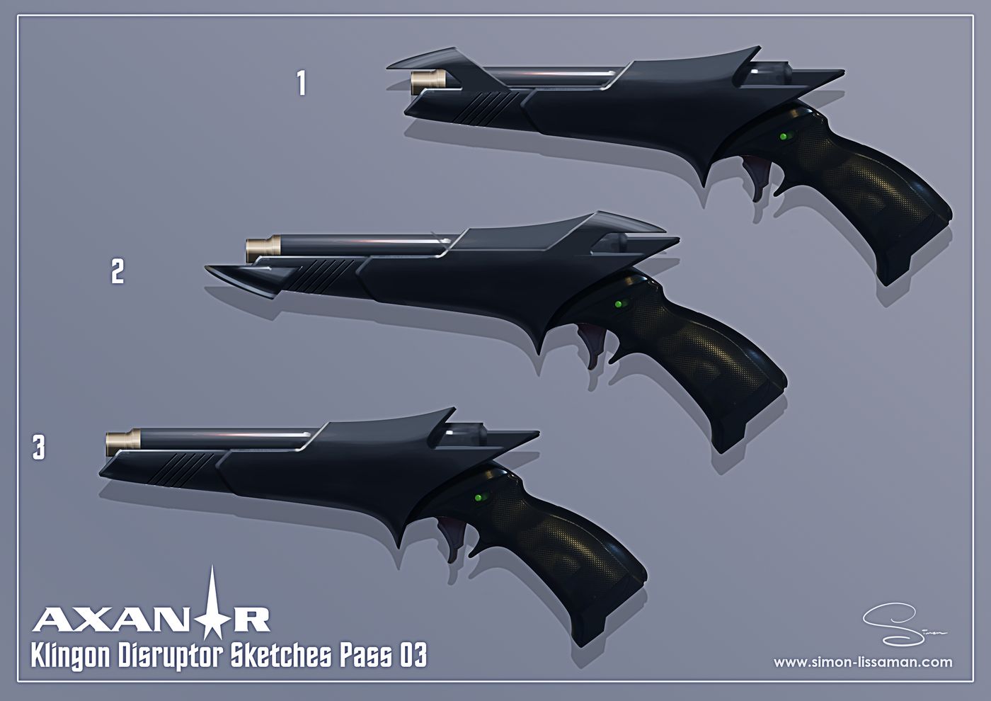 Recovered klingon disruptor design artifact — Klingon Disruptors Design Sketches 03. Catalogued by the Memory Alpha Historic Society from the Axanar production archive.