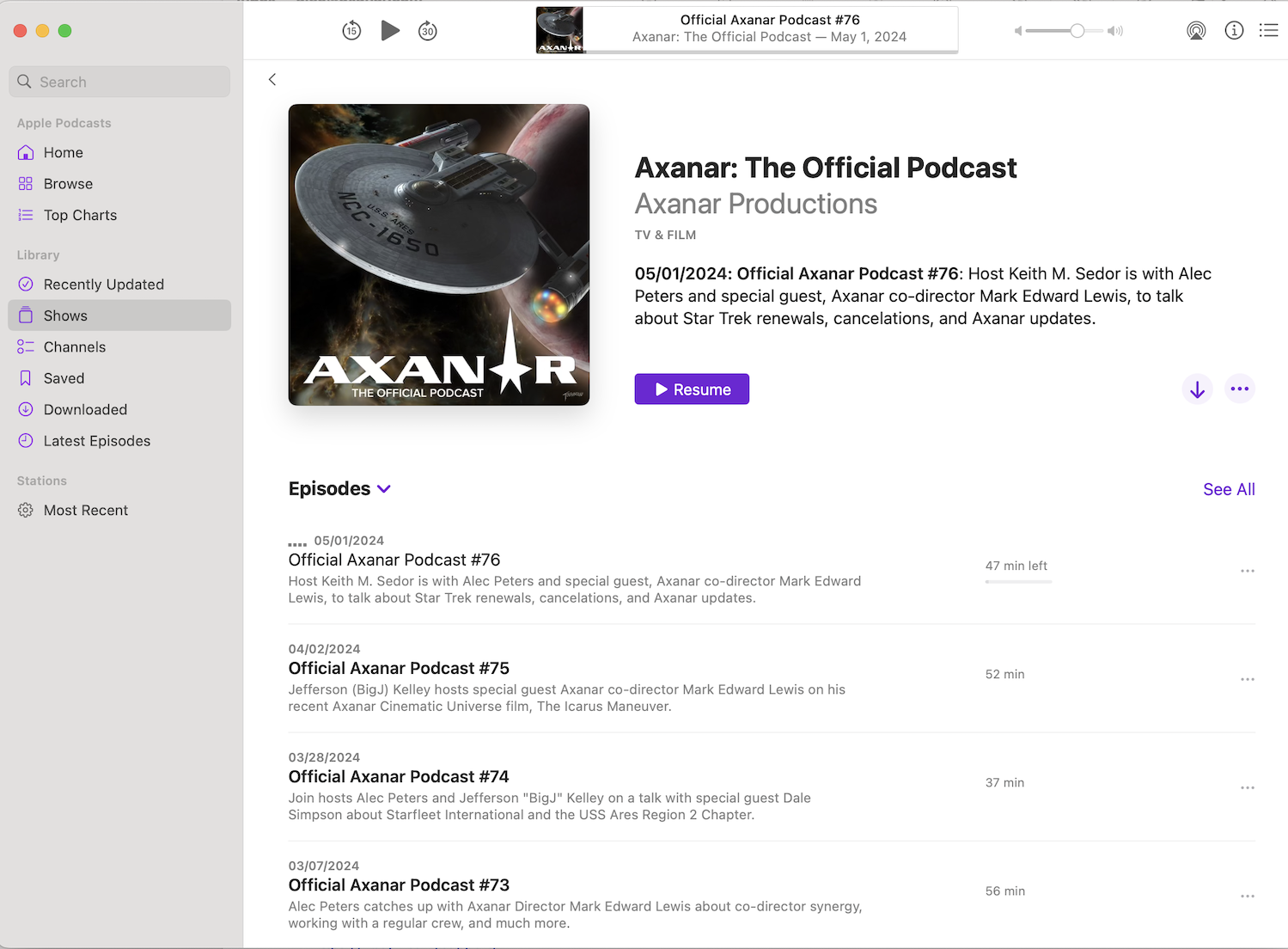 The Axanar Podcast is back on Apple Podcasts!